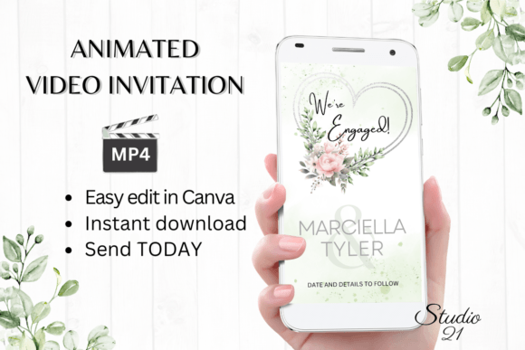 Announce Your Engagement with Animated Style: Pink Engagement Announcement W1278B