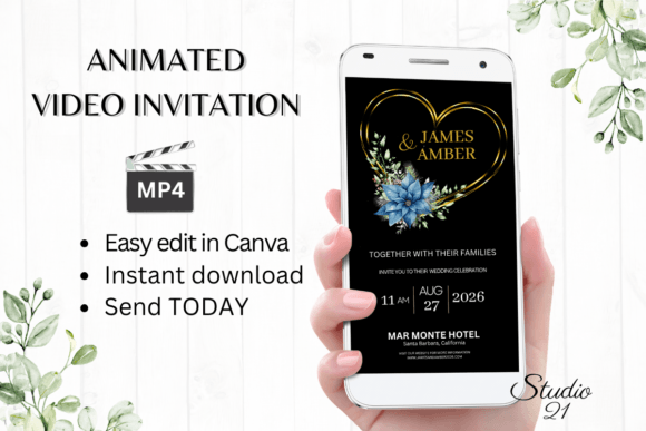 Christmas Wedding Invitation W8219: A Festive & Modern Digital Template