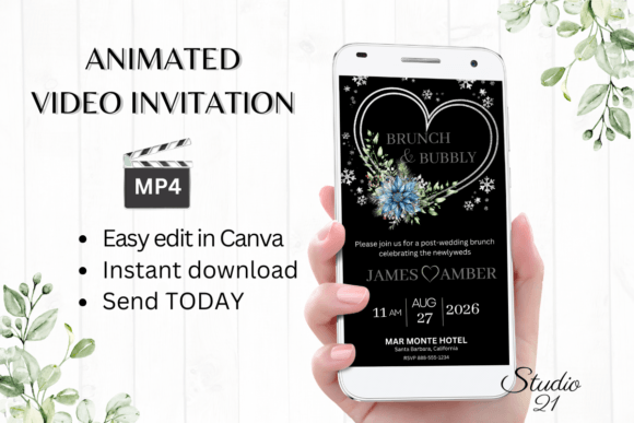 Elegant Winter Wedding Brunch Invite W9259: Your Digital Template