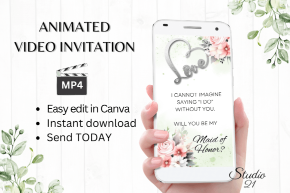 Pink Rose Maid of Honor Proposal: Your Perfect Digital Invite