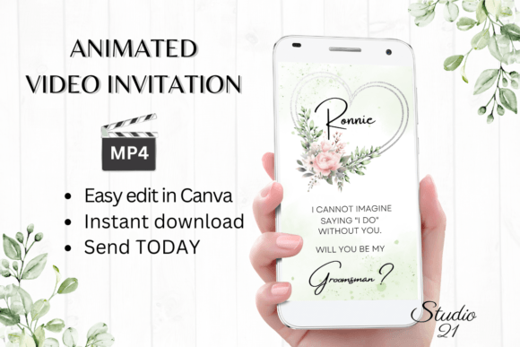 Pink Roses Groomsman Proposal: The Digital Invitation