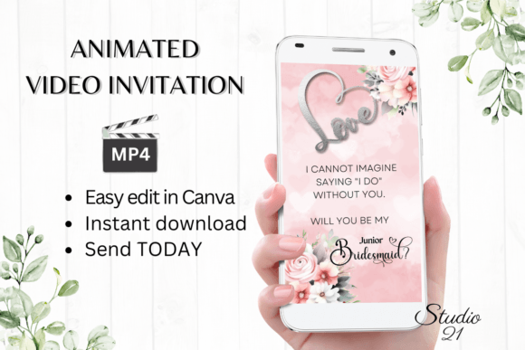 Pink Roses Junior Bridesmaid W3271JM: A Modern Script for Elegant Invitations