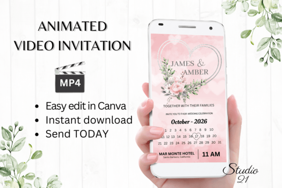 Pink Roses Wedding Invitation W8279B: Your Floral Digital Evite