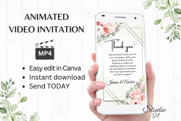 Pink Roses Wedding Thank You: A Digital Invitation Template