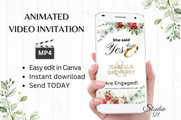 Red Roses Engagement Announcement W1442B: A Modern Serif for Timeless Romance