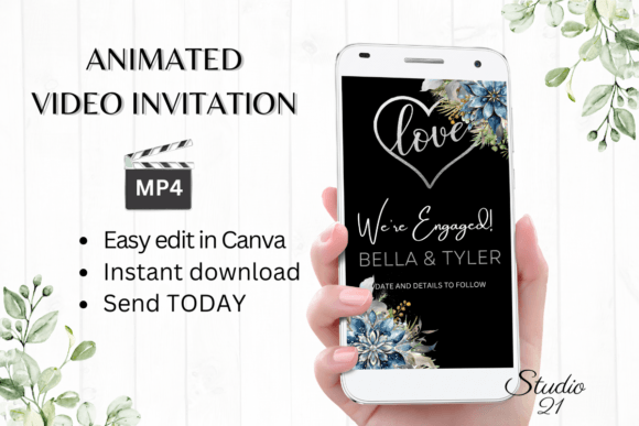 Winter Engagement Announcement W1251B: A Modern Script for Your Special Moment