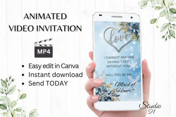 Winter Maid of Honor Proposal W3250MH: A Digital Invitation for a Meaningful Ask
