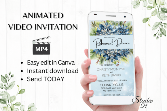 Winter Rehearsal Dinner Invite W7256: A Digital Design Deep Dive