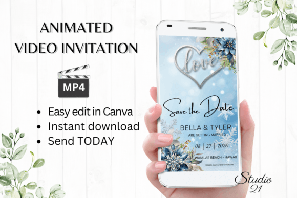 Winter Save the Date Announcement W2250: Instant Digital Magic