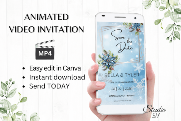 Winter Save the Date Announcement W2252: Your Effortless, Elegant Evite
