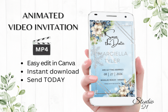 Winter Save the Date Announcement W2254: Your Digital Evite Solution