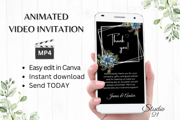 Winter Wedding Thank You W9253TU: A Digital Invitation for the Modern Couple